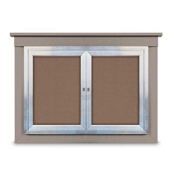36"x36" 1-Door Enclosed Letterboard, Header, Grey Felt/Lt Oak